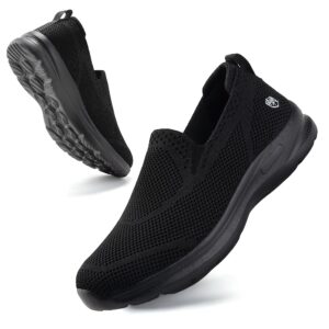 jingaiwang all season shoes mesh walking breathable comfort slip-on outdoor non slip light leisure black