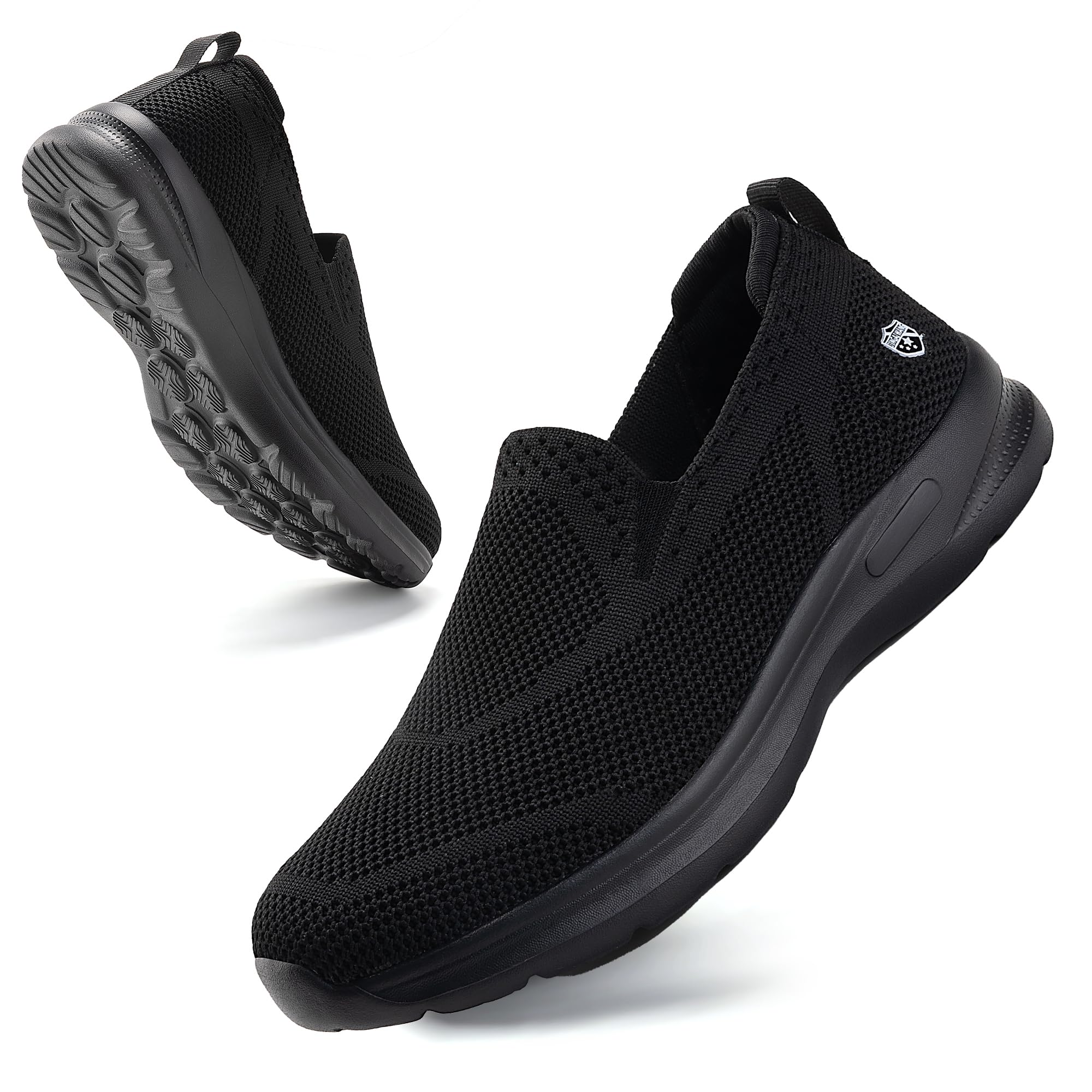 JINGAIWANG All Season Shoes Mesh Walking Breathable Comfort Slip-on Outdoor Non Slip Light Leisure Black