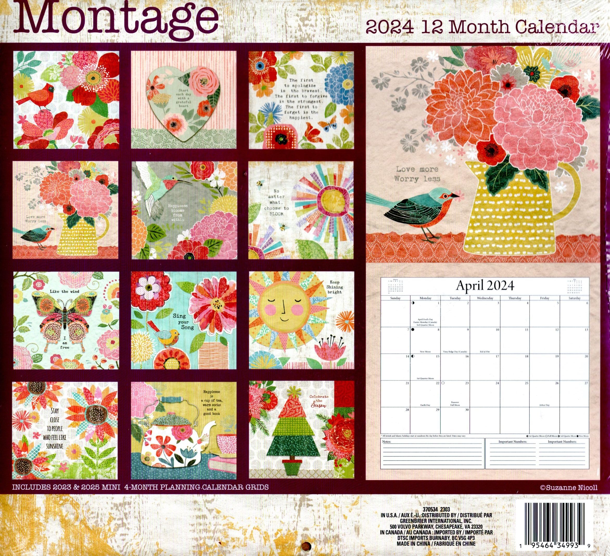 Montage - 2024 12-Month Wall Calendar + Pocket Planner (Pack of 2)