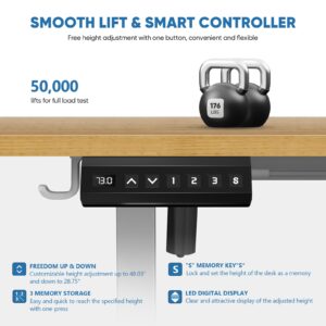 Standing Desk with Drawer, 40 x 24 Inch Home Office Electric Stand Up Desk with Drawer Storage, Height Adjustable Sit Stand Ergonomic Computer Desk with Wire Hole and Hook for Workstation, Study