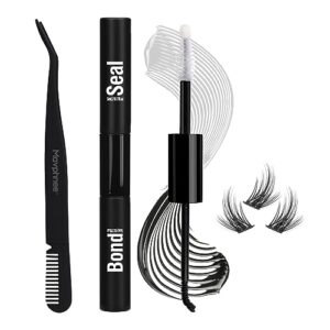 lash bond and seal with lash tweezers kit 2 in 1 lash glue and eyelash applicator with comb waterproof cluster lashes adhesive and tweezers pack