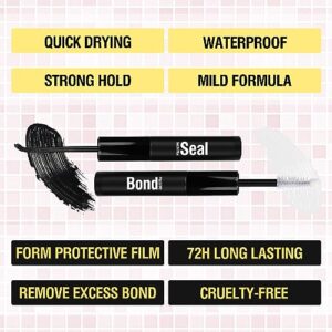 Lash Bond and Seal with Lash Tweezers Kit 2 in 1 Lash Glue and Eyelash Applicator with Comb Waterproof Cluster Lashes Adhesive and Tweezers Pack