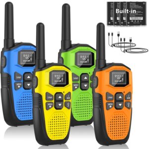 walkie talkies, nxgket walkie talkies long range for adults rechargeable two-way radio with 22 frs channel radios, li-ion battery, led flashlight, vox for outdoor camping hiking trip(4 pack)