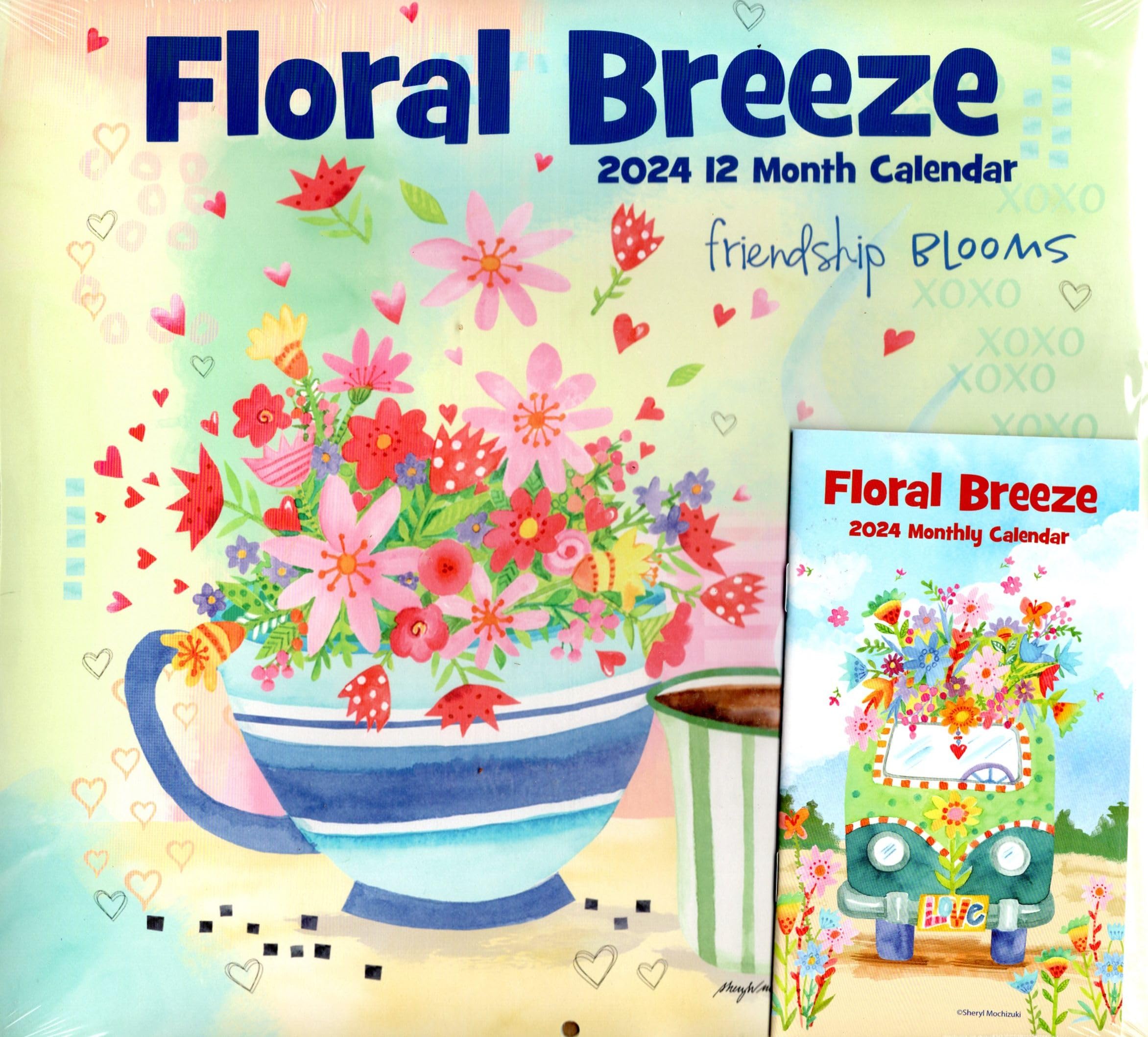 Floral Breeze - 2024 12-Month Wall Calendar + Pocket Planner (Pack of 2)