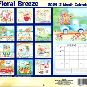 Floral Breeze - 2024 12-Month Wall Calendar + Pocket Planner (Pack of 2)