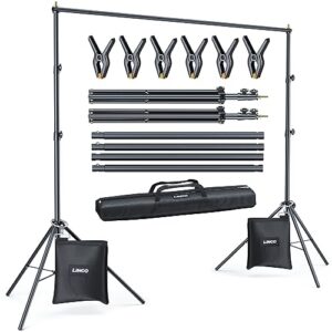 linco backdrop stand for parties kit 10x7 ft adjustable back drop photography studio photo background support system with clamps, sand bag, carrying bag 4172