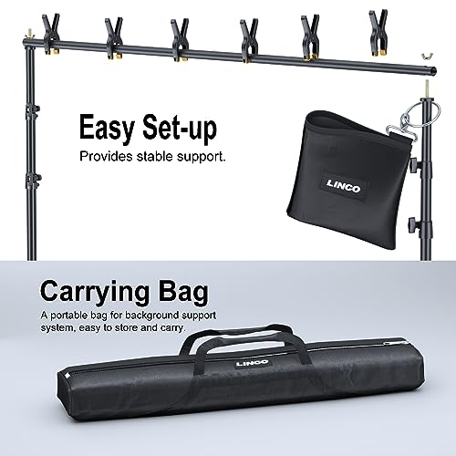 LINCO Backdrop Stand for Parties Kit 10x7 ft Adjustable Back Drop Photography Studio Photo Background Support System with Clamps, Sand Bag, Carrying Bag 4172