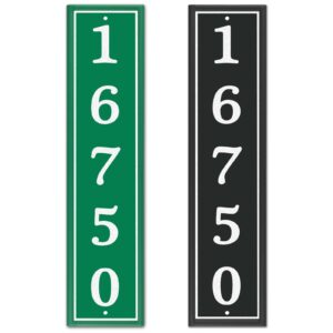personalized reflective address plaque, custom aluminum address sign for mailbox, house, street, outside, vertical house number sign with two screw, 16" x 3.5" (black or green)