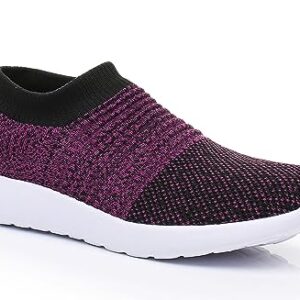 CullForYou Women's Flexible Knit Walking Shoe (8 M US,Purple/Black)