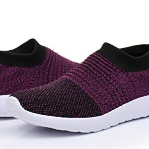 CullForYou Women's Flexible Knit Walking Shoe (8 M US,Purple/Black)