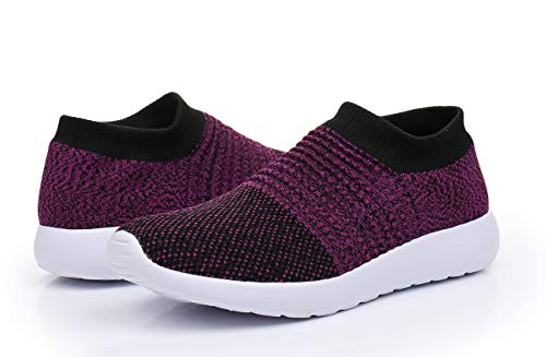 CullForYou Women's Flexible Knit Walking Shoe (8 M US,Purple/Black)