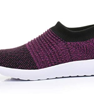 CullForYou Women's Flexible Knit Walking Shoe (8 M US,Purple/Black)