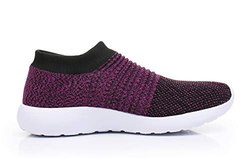 CullForYou Women's Flexible Knit Walking Shoe (8 M US,Purple/Black)