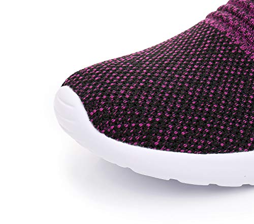 CullForYou Women's Flexible Knit Walking Shoe (8 M US,Purple/Black)