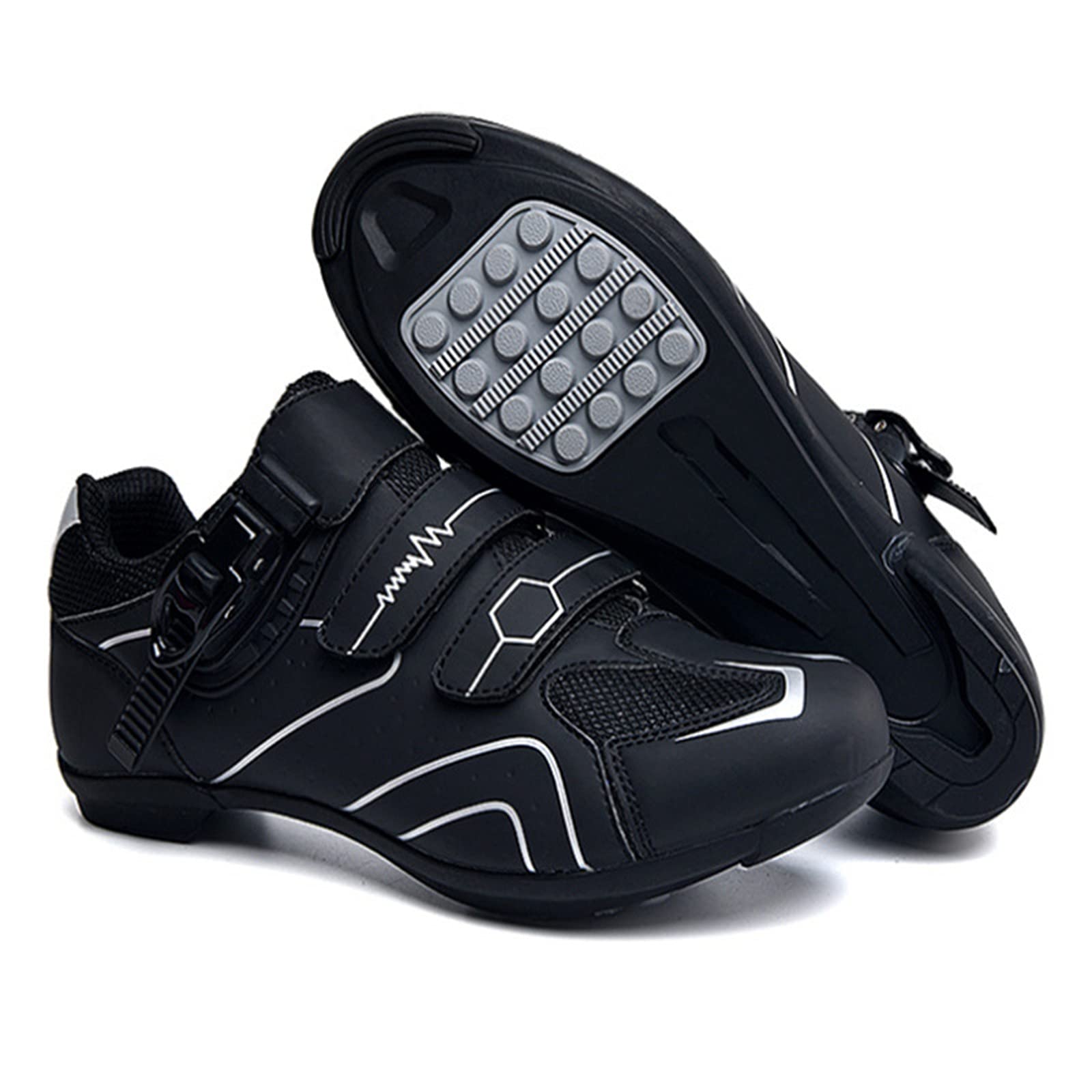 Cycling Shoes Fiber and Road Mountain Shoes Breathable Non-Slip Bike Women's Shoes Comfortable High Heels Silver