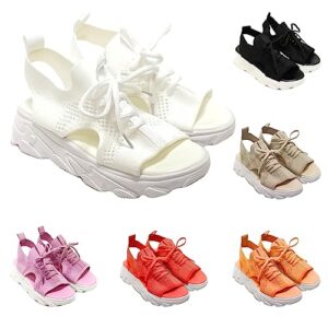 ddjftu women's summer orthopedic wedge sandals formal women's sandals mesh casual platform lace-up sandals open toe beach shoes platform ankle strap comfortable outdoor shoes