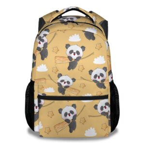 knowphst panda backpacks for girls, boys - 16 inch cute backpack for school - yellow, large capacity, durable, lightweight bookbag for kids travel