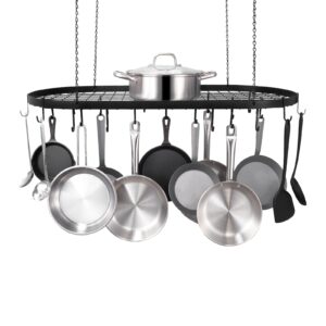 vevor 36 inch carbon steel hanging pot rack, ceiling mount, 20 s hooks, 80 lbs loading weight, ideal for home, restaurant, kitchen cookware, utensils