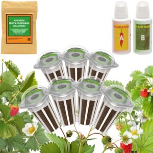 assorted fruit & vegetables seed pod kit compatible with hydroponics garden, 7-pods (350 seeds+, wild strawberries, radishes, dwarf peas, peppers, carrots, beet roots, cucumbers）