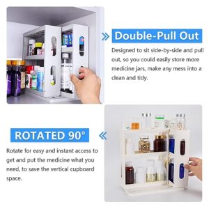 Dutiplus Medicine Organizer 2 Three-Decker Shelves Cabinet Storage Rack Organizer for Holding Vitamins, Supplements Cosmetics 10.82”H x 5.82”W x 10.43”D (Creamy White)