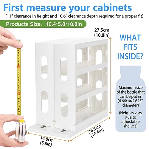 Dutiplus Medicine Organizer 2 Three-Decker Shelves Cabinet Storage Rack Organizer for Holding Vitamins, Supplements Cosmetics 10.82”H x 5.82”W x 10.43”D (Creamy White)