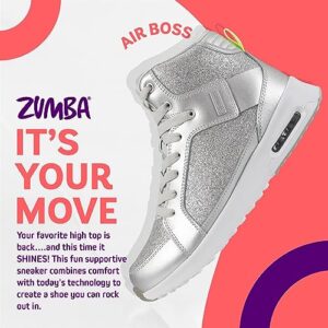 ZUMBA Women's Air Boss High-Top Athletic Shoes, 7, Silver