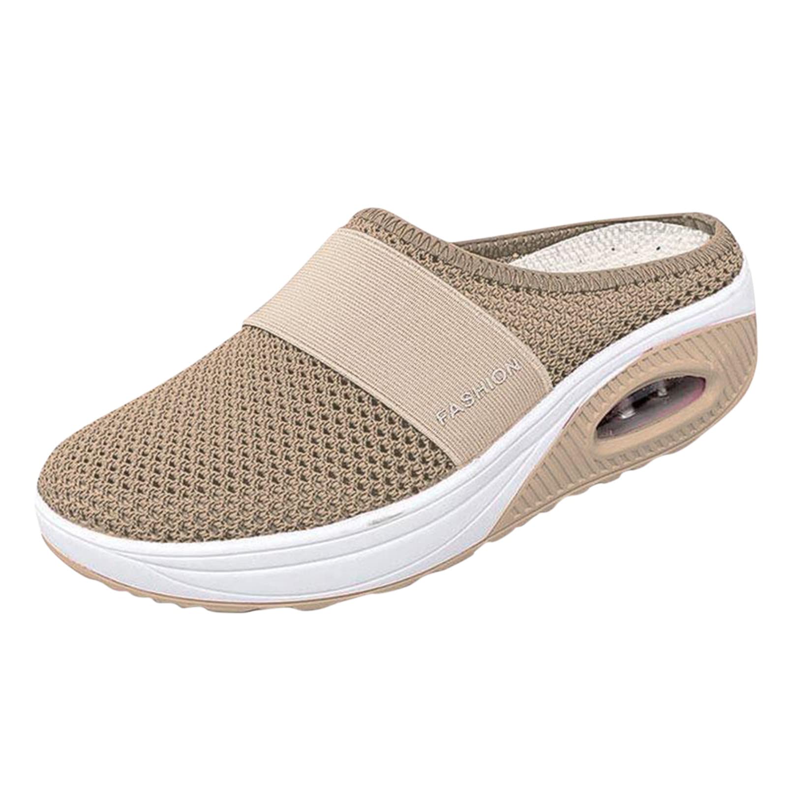 JWSVBF Wide Width Sneakers Sandals for Women, Mesh Slingback Breathable Casual Wedges Thick Sole Slipper, Fashion Sandals Women Comfortable Closed Toe, Non-Slip Fitness Running Sports Shoes