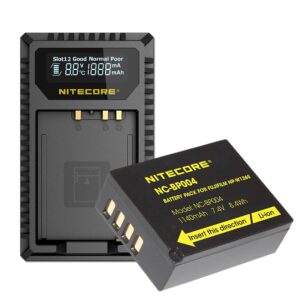 nitecore fx1 2-slot digital charger and nc-bp004 battery bundle compatible with fujifilm np-w126 and np-w126s batteries