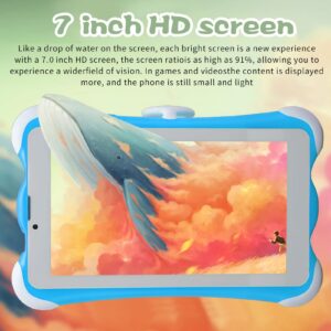 GLOGLOW 7 Inch Toddler Tablet, Dual Camera 3GB RAM 32GB ROM Blue Multifunction Eye Protection Call Kids Tablet for Education (US Plug)