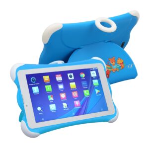 GLOGLOW 7 Inch Toddler Tablet, Dual Camera 3GB RAM 32GB ROM Blue Multifunction Eye Protection Call Kids Tablet for Education (US Plug)