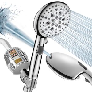 cobbe high pressure 9-modes filtered shower head - with 20 stage shower filter for hard water, removes chlorine and harmful substances, built-in power spray, chrome