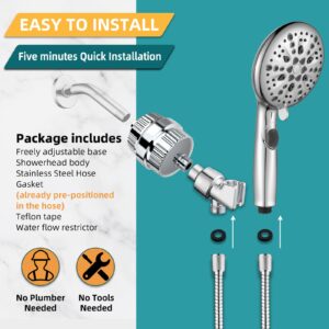 Cobbe High Pressure 9-Modes Filtered Shower Head - with 20 Stage Shower Filter for Hard Water, Removes Chlorine and Harmful Substances, Built-in Power Spray, Chrome