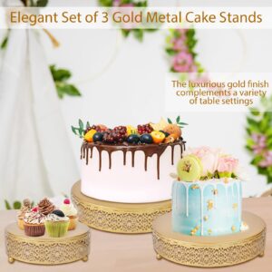 Adorabby Golden 3-Tier Metal Cake Stand - Cake Stand Set Wedding, Dessert Table Decor, 3-Piece Combination, Iron Art, Elegant and Decorative(Gold)