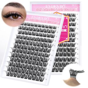 self adhesive eyelashes, lash clusters self adhesive diy lash extension 120 pcs reusable individual lashes no glue 8-16mm mixed length press on lashes reusable cluster lashes self apply by eydevro