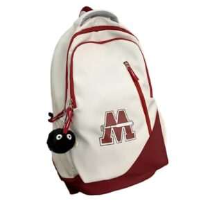 kawaii backpack aesthetic backpack backpacks with cute pendant, adorable shoulder bag (red white)