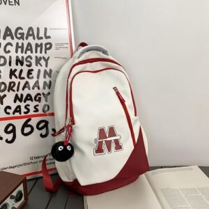 Kawaii Backpack Aesthetic Backpack Backpacks with Cute Pendant, Adorable Shoulder Bag (Red White)