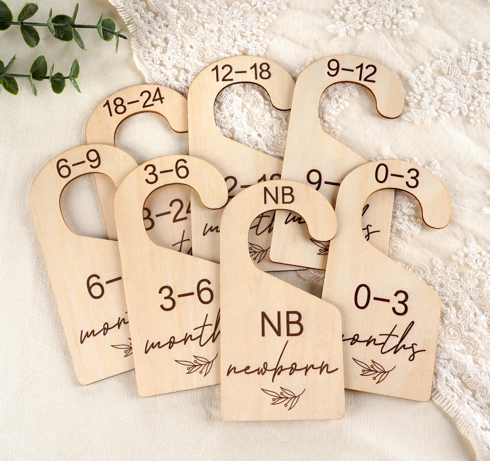 Beautiful Baby Closet Dividers for Clothes Organizer - Wooden Double-Sided Gender Neutral Size Dividers from Newborn to 24M for Nursery Decor & Organization Baby Party Gift Set