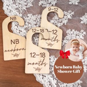 Beautiful Baby Closet Dividers for Clothes Organizer - Wooden Double-Sided Gender Neutral Size Dividers from Newborn to 24M for Nursery Decor & Organization Baby Party Gift Set