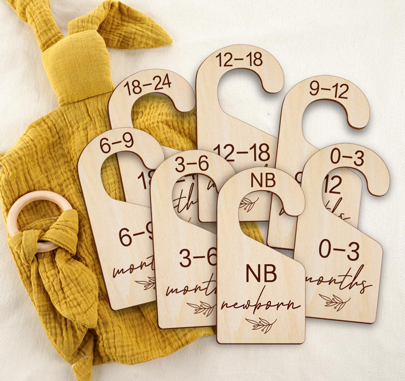 Beautiful Baby Closet Dividers for Clothes Organizer - Wooden Double-Sided Gender Neutral Size Dividers from Newborn to 24M for Nursery Decor & Organization Baby Party Gift Set