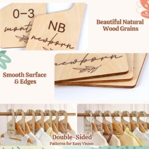 Beautiful Baby Closet Dividers for Clothes Organizer - Wooden Double-Sided Gender Neutral Size Dividers from Newborn to 24M for Nursery Decor & Organization Baby Party Gift Set