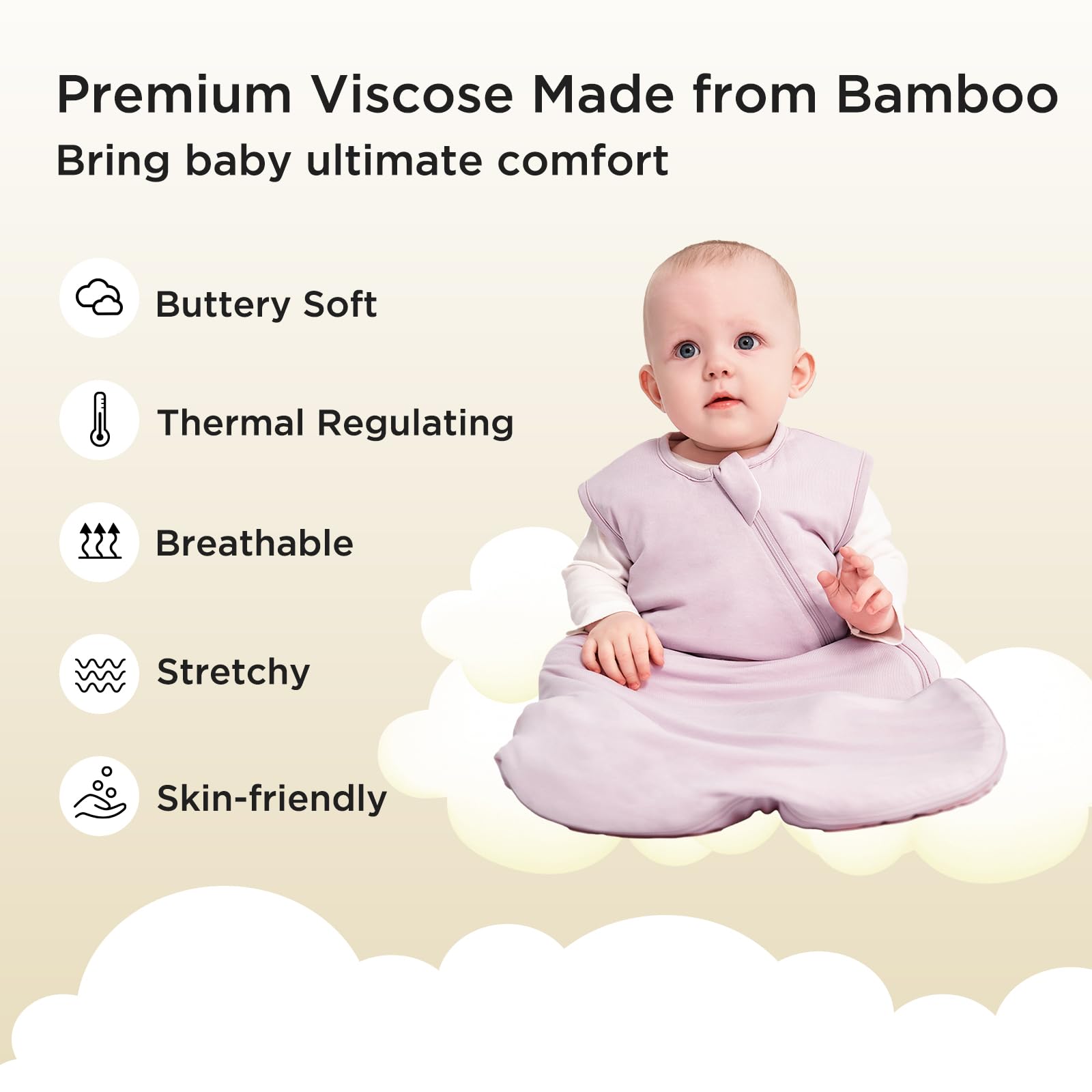 Duomiaomiao Rayon Made from Bamboo, Baby Sleep Sack Buttery Soft 1.0 TOG Baby Wearable Blanket Four Seasons