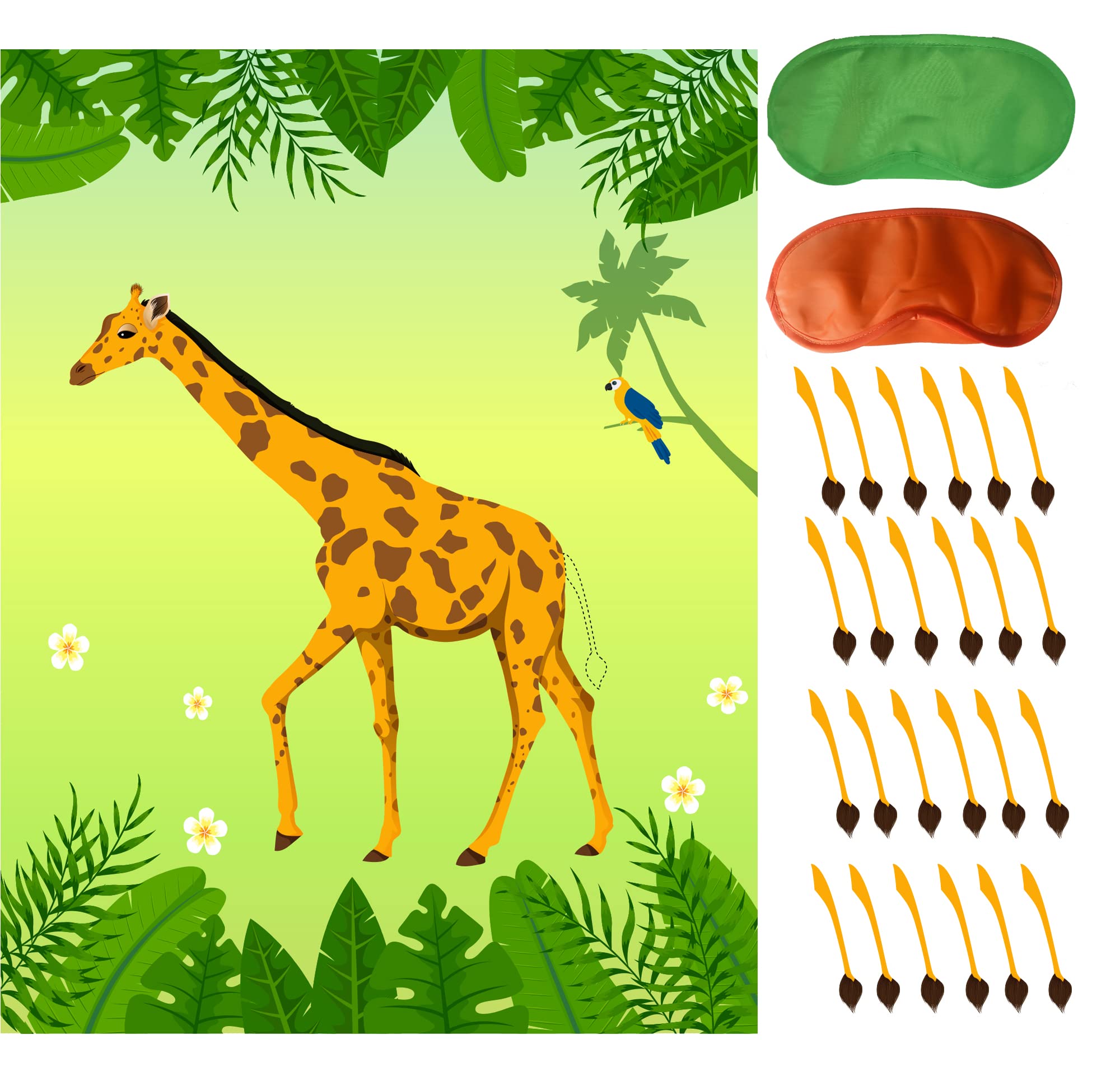 Jungle Birthday Party Supplies,Pin The Tail on The Giraffe,Safari Theme Zoo Birthday Party Favor,Decoration