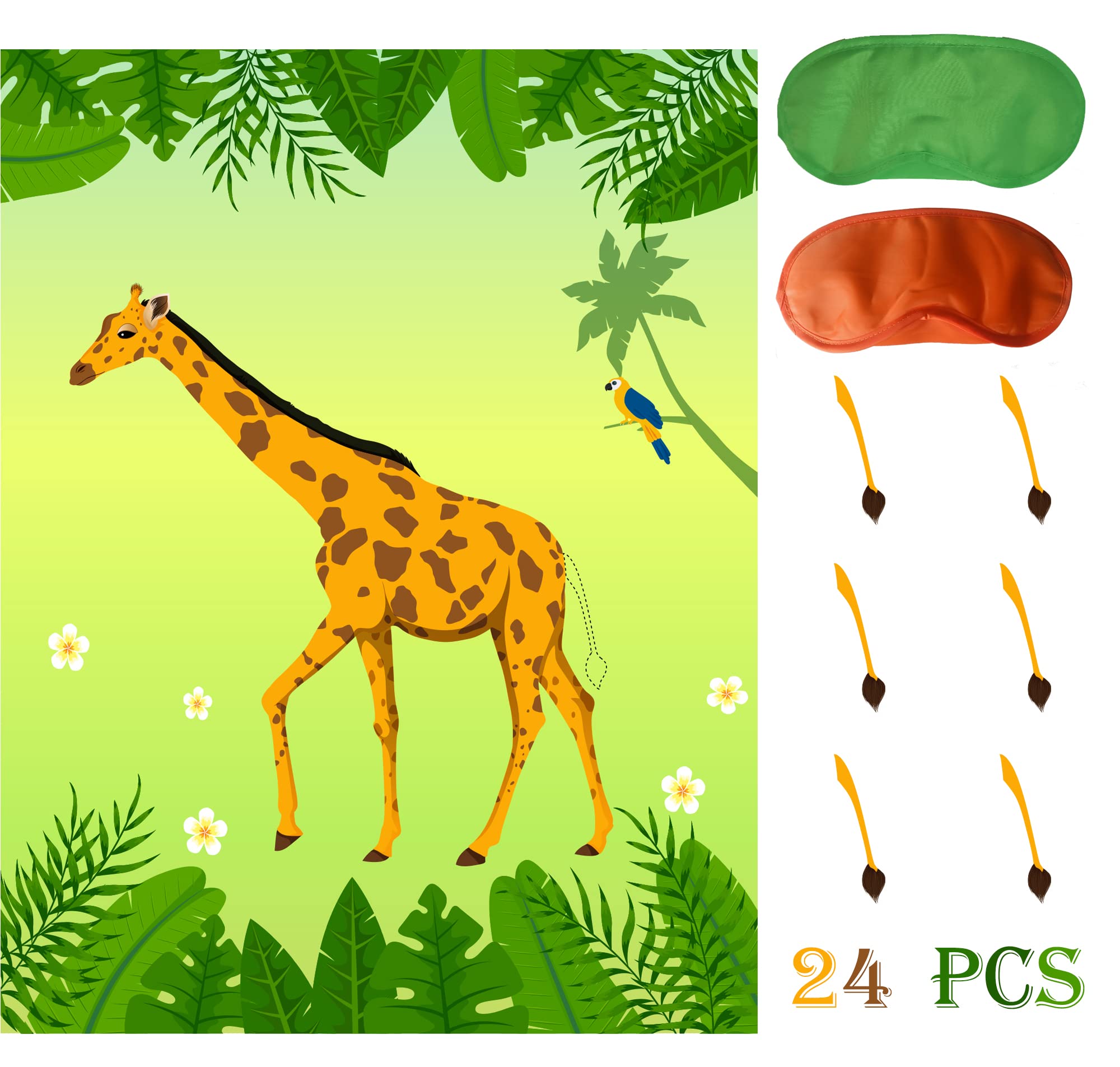 Jungle Birthday Party Supplies,Pin The Tail on The Giraffe,Safari Theme Zoo Birthday Party Favor,Decoration