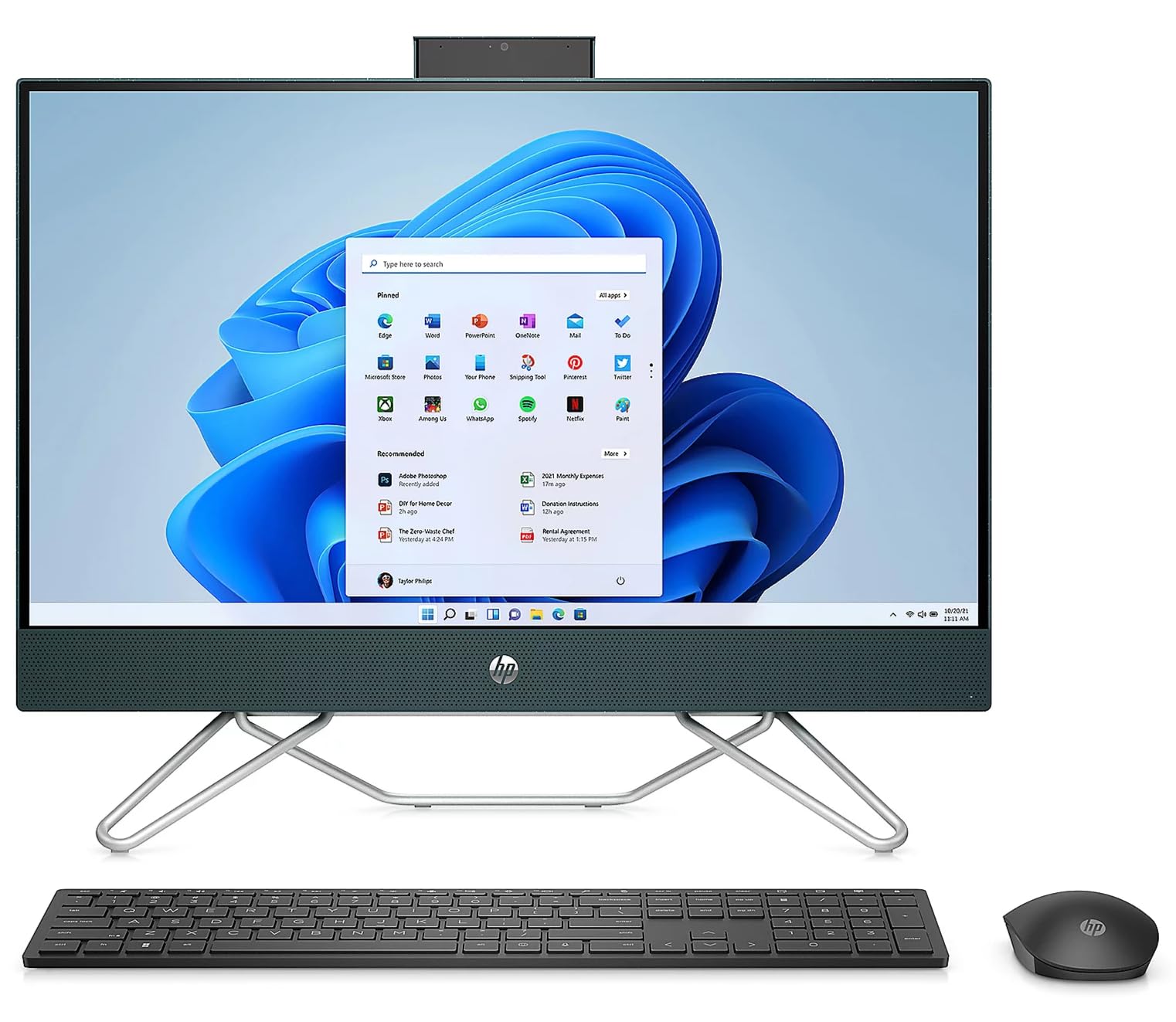 HP 2023 All-in-One AIO Desktop 23.8" FHD IPS Touch 10-Core Intel Core i5-1235U Iris Xe Graphics 16GB DDR4 1TB SSD WiFi AX RJ45 HDMI Webcam Wireless Mouse KB Starry Forest Windows 11 Pro w/RE USB