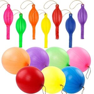 rubfac 20 punch balloons thickened punching balloon heavy duty party favors for kids, bounce balloons with rubber band handle for birthday party