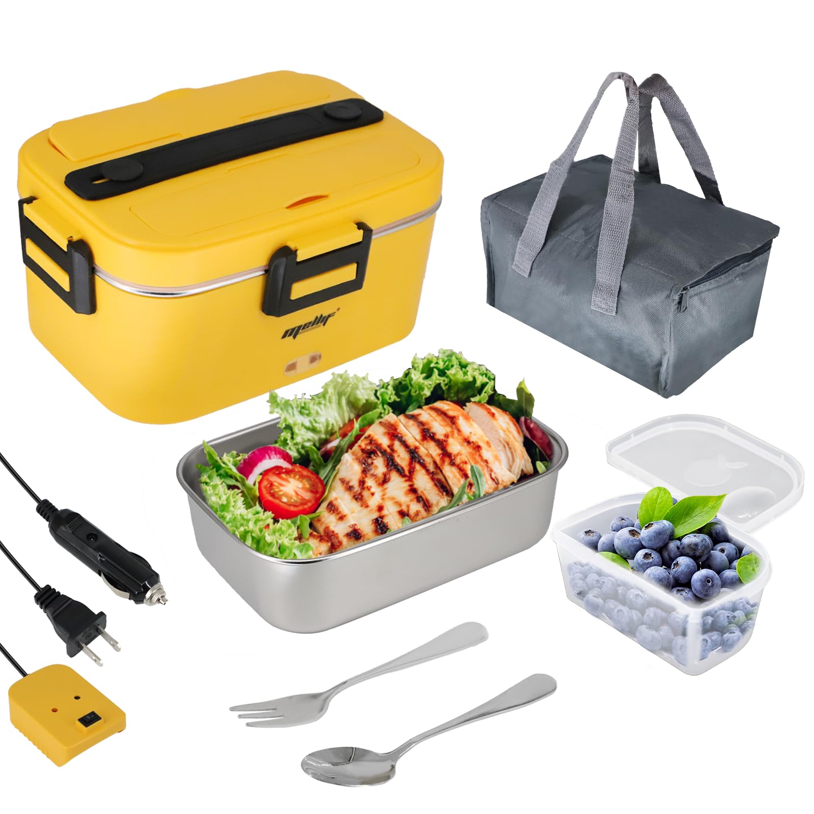 Mellif Electric Lunch Box Food Warmer Heater for Dewalt 20V Max Battery (Battery Not Included),12V 24V Heated Lunch Boxes for Adults for Car/Truck