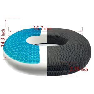 Gel Seat Cushion Non-Slip Orthopedic Donut Pillow & Memory Foam Coccyx Cushion for Tailbone Pain - Office Chair Car Seat Cushion - Sciatica (Black-Big)