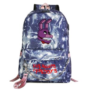 duuloon student casual daypacks canvas bookbag for teen-five nights at freddy's multifunction knapsack with usb charging port