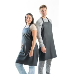 waterpoof apron for men and women - 2 pockets - 35" multi purpose work aprons for dishwashing, dog grooming, cleaning - heavy duty plastic dishwasher apron - perfect water resistant kitchen apron