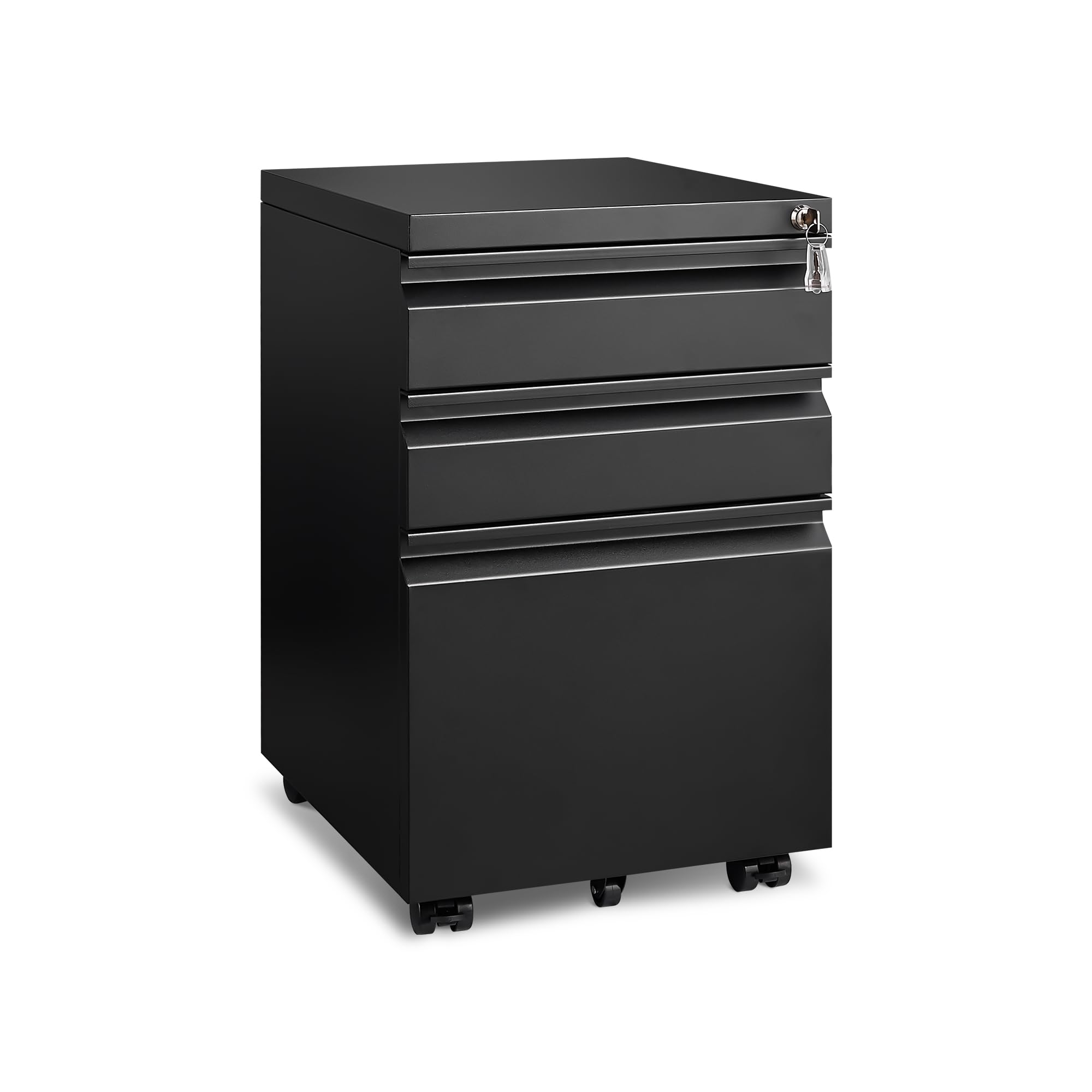 Approgreent 3 Drawer File Cabinet for Home Office, Under Desk Mobile Filing Cabinet with Lock for A4-Size/Letter-Size/Legal-Size, Fully Assembled Except Casters, Black